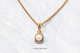 Crowned Pearl Gold Pendant and Earring Set | Sona Sansaar
